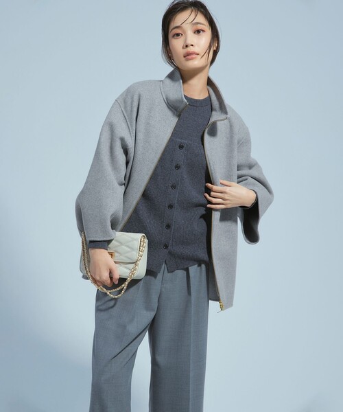 アウター ウールリバー スタンドカラーコート レディース かぐれ