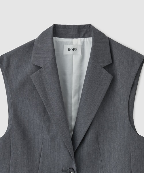 ベスト ジレ ウールモヘヤ　OVER GILET /セットアップ対応 レディース ROPE' ベスト ジレ ウールモヘヤ OVER GILET /セットアップ対応