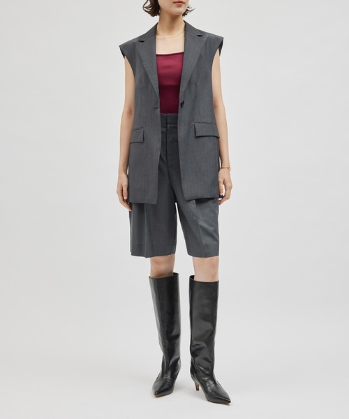 ベスト ジレ ウールモヘヤ　OVER GILET /セットアップ対応 レディース ROPE' ベスト ジレ ウールモヘヤ OVER GILET /セットアップ対応