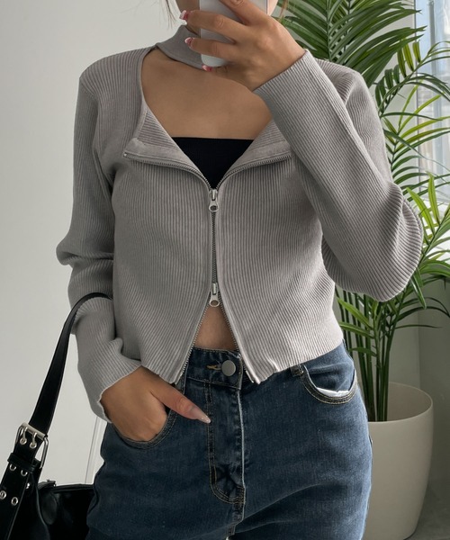 WEGO（ウィゴー） ニット セーター WEGO/チョーカーダブルジップニット