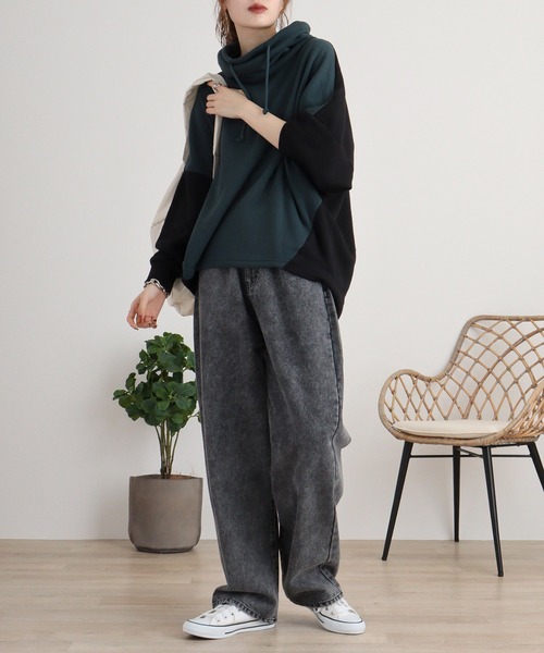 myke パーカー オフタートルドルマンプルオーバー レディース