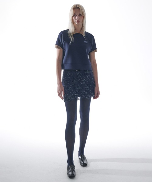 Mardi Mercredi NEOPRENE TOP HALF SLEEVE SQUARE LOGO