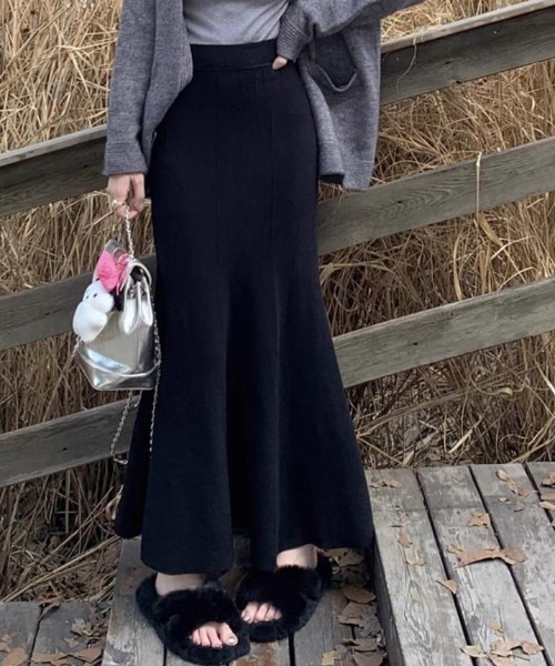 deux amour スカート マーメイドラインニットロングスカート