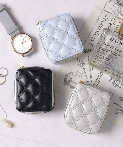 Flowering（フラワーリング） ポーチ キルティング/ミニハート/ベロア