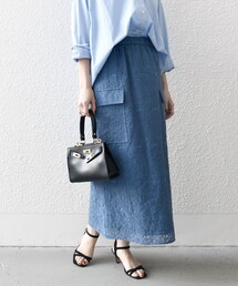 SHIPS any スカート any:「手洗い可能」フラワーレース エンブロイ