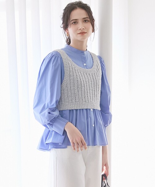 ベスト ジレ 「SLOW/一部店舗限定」リボンヤーン ニット ビスチェ レディース