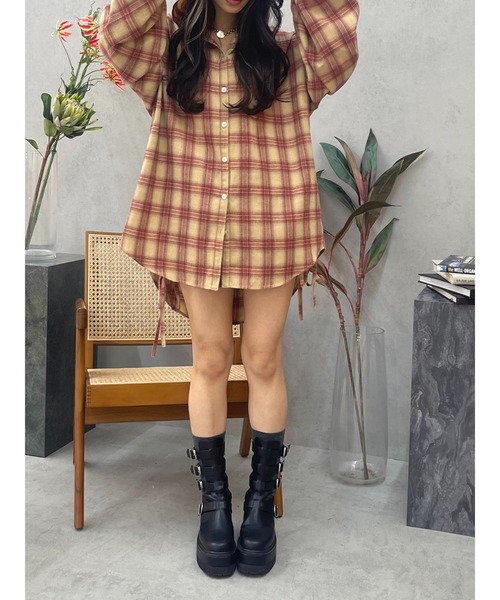 【sheller】 新品未使用　レザーチェックショートパンツ シェリエ sheller レザーチェックショートパンツ