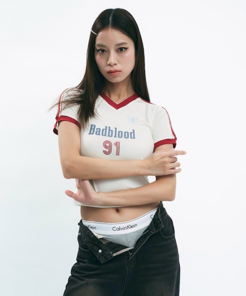 Clum tシャツ Ringer neck design short T-shirt / リンガーネック 