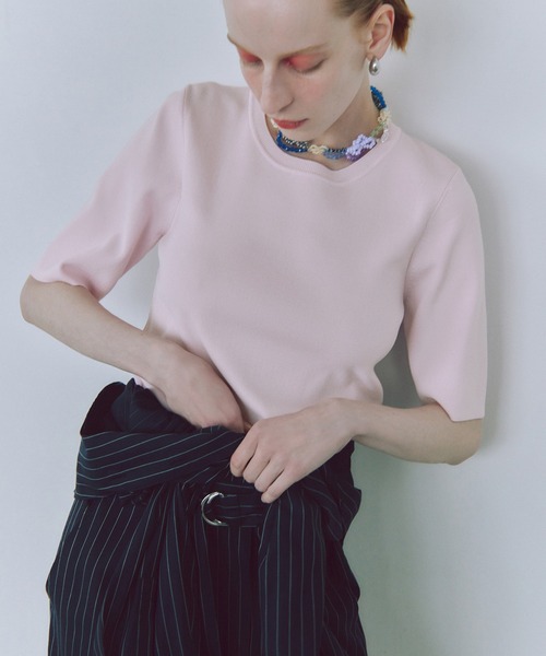 アダムエロペ【サステナブル】クールタッチニットTシャツ 新品　未使用　タグ付き サステナブル】クールタッチニットTシャツ | アダムエロペ(ADAM