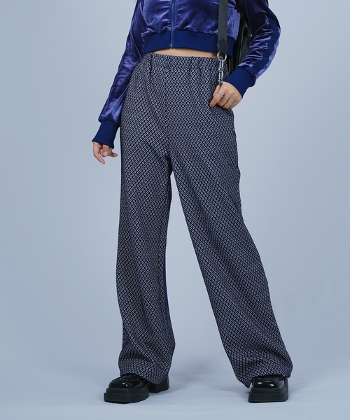 DURAS（デュラス） パンツ ダブルジャカード総柄パンツ レディース