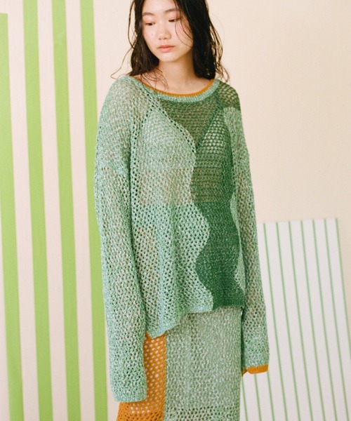 「PAMM」 長袖ニット フリー グリーン レディース