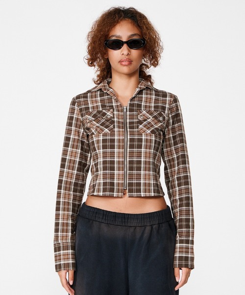 ブラウス シャツ COMPACT ZIP UP CHECK SHIRT レディース