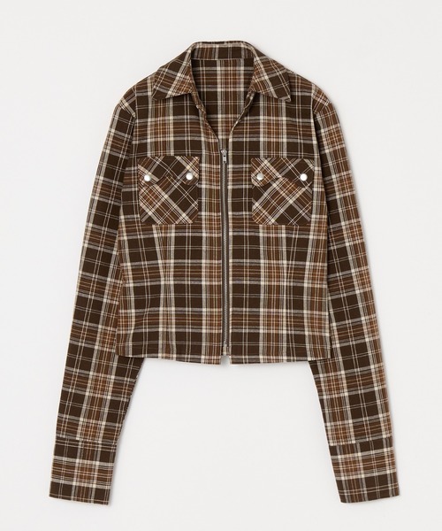BEEDEN ブラウス シャツ COMPACT ZIP UP CHECK SHIRT レディース
