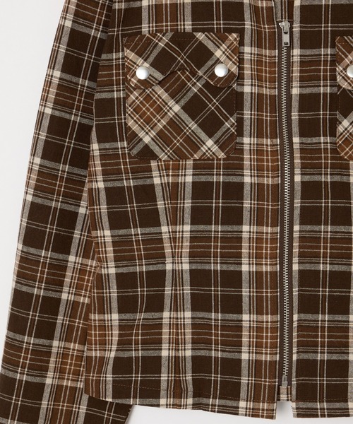BEEDEN ブラウス シャツ COMPACT ZIP UP CHECK SHIRT レディース