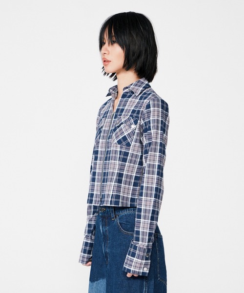 BEEDEN ブラウス シャツ COMPACT ZIP UP CHECK SHIRT レディース
