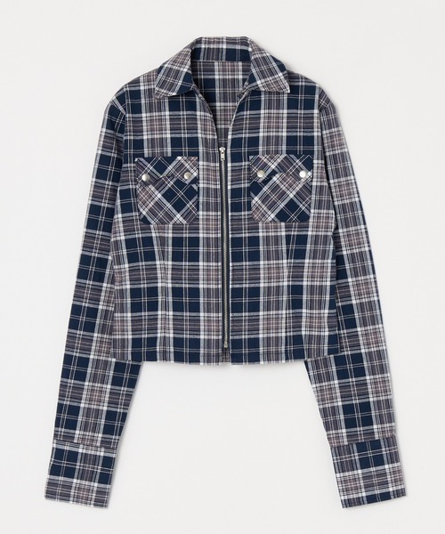 BEEDEN ブラウス シャツ COMPACT ZIP UP CHECK SHIRT レディース