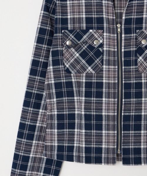 BEEDEN ブラウス シャツ COMPACT ZIP UP CHECK SHIRT レディース