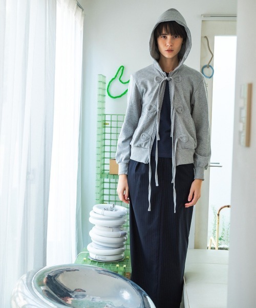 パーカー 「soduk」26SS新作 ribbon zip hoodie / リボンジップ