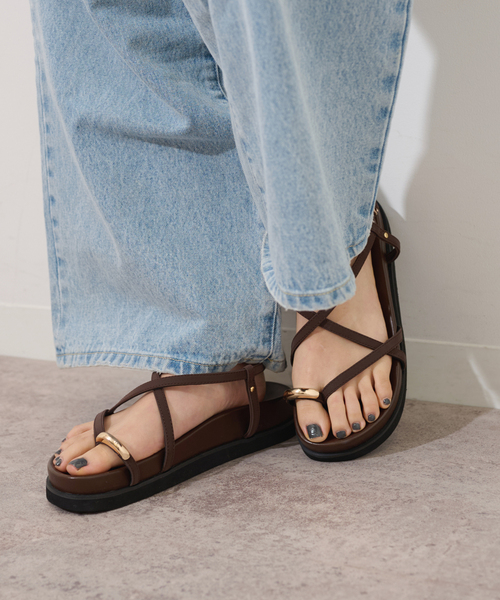 hrw■2色 10cm プラットフォーム 親指 トングミュールサンダル JOURNAL STANDARD relume サンダル 「追加」RELUME クロス