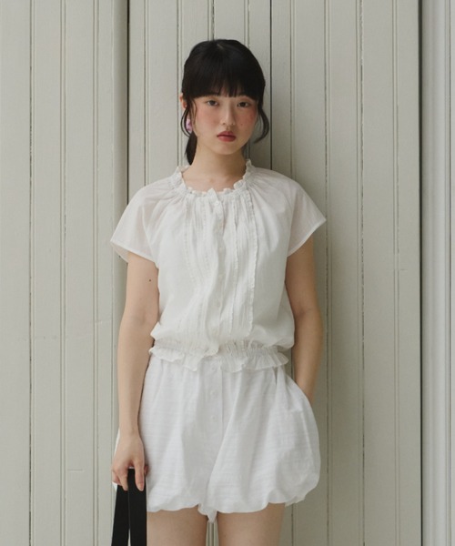 GIUNON ブラウス シャツ frill line puff blouse / フリルライン