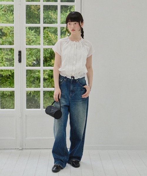 GIUNON ブラウス シャツ frill line puff blouse / フリルライン