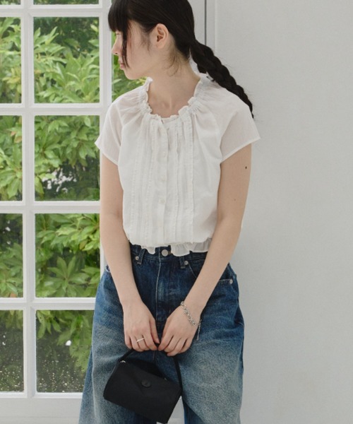ブラウス シャツ frill line puff blouse / フリルラインパフブラウス レディース GIUNON ブラウス シャツ frill line puff blouse / フリルライン