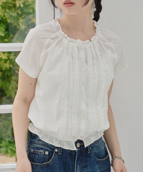 GIUNON ブラウス シャツ frill line puff blouse / フリルライン