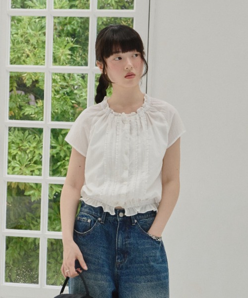 GIUNON ブラウス シャツ frill line puff blouse / フリルライン