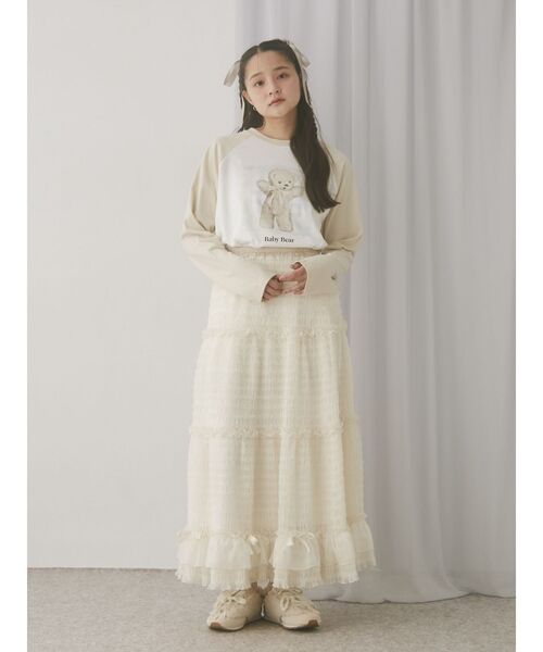 メリージェニーのフレアレーススカート【再値下げ】 merry jenny スカート ribbonチュールギャザーフレアスカート
