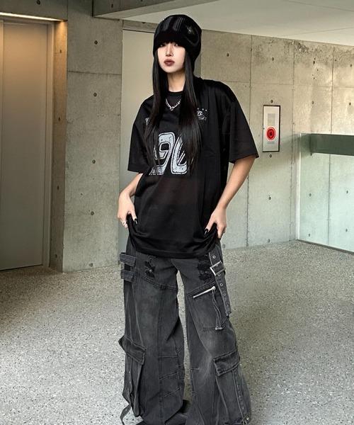 KsG ジーンズ デニム デニムパンツ ワイドレッグベルトデザイン