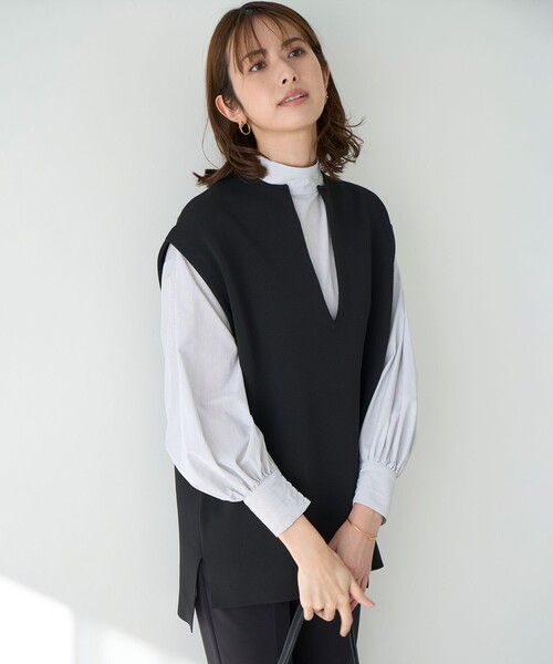 「UNFILO」 長袖チュニック MEDIUM ネイビー レディース