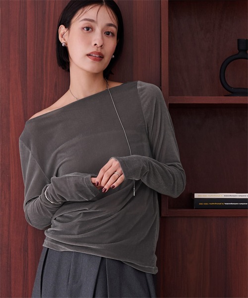 tシャツ 2wayボートネックベロアトップス レディース | ur's | 17