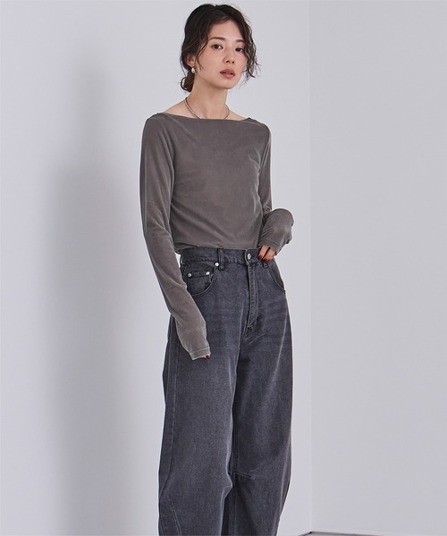 tシャツ 2wayボートネックベロアトップス レディース | ur's | 24