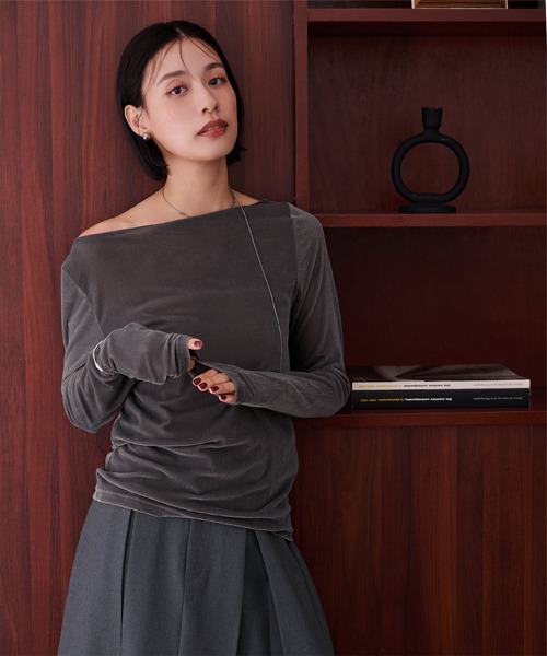 tシャツ 2wayボートネックベロアトップス レディース | ur's | 22
