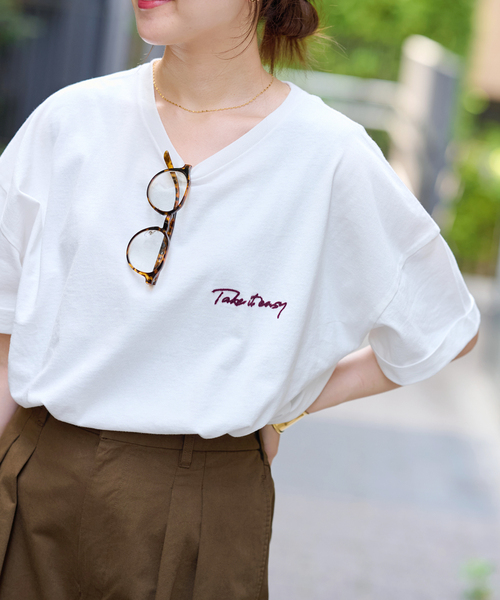 ジャーナルスタンダード 刺繍トップス JOURNAL STANDARD relume tシャツ 「25AW新作」刺繍ロゴハーフ