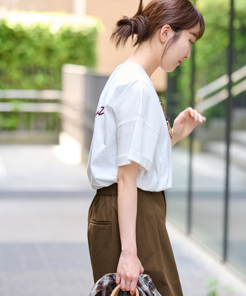 ｃａｔモチーフ刺繍ハーフスリーブニット JOURNAL STANDARD relume tシャツ 「25AW新作」刺繍ロゴハーフ