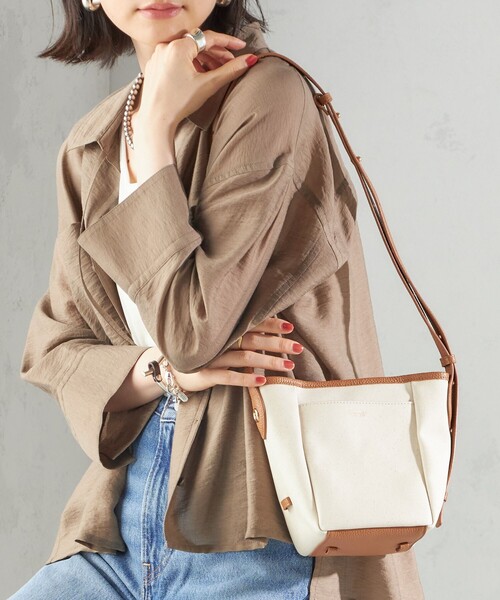 BEAUREビュレ キャンバス×レザー2WAYショルダーバッグ2026アイボリー Beau're（ヴュレ） ショルダーバッグ バッグ BEAURE: キャンバス ミニ