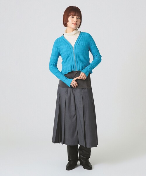 Ray BEAMS（レイ ビームス） カーディガン シャーリング ジップ V