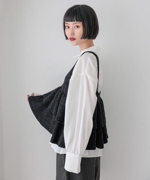 LOWRYS FARM ベスト ジレ モールペプラムベスト 581091