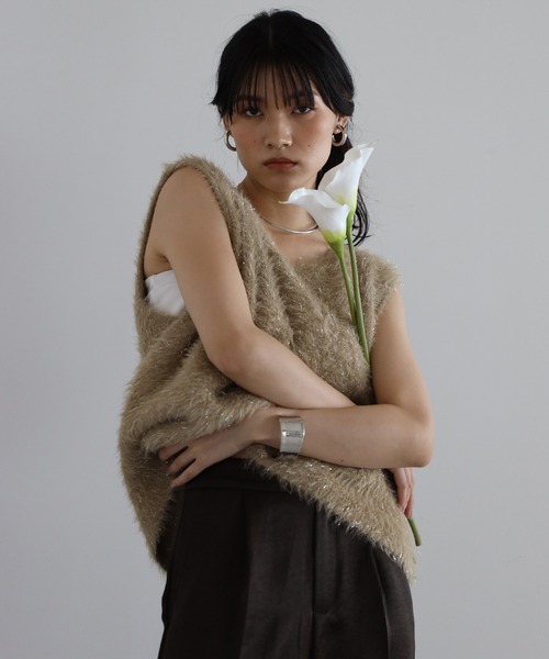 ENC ベスト ジレ 「動画あり」glitter shaggy knit vest / ラメ