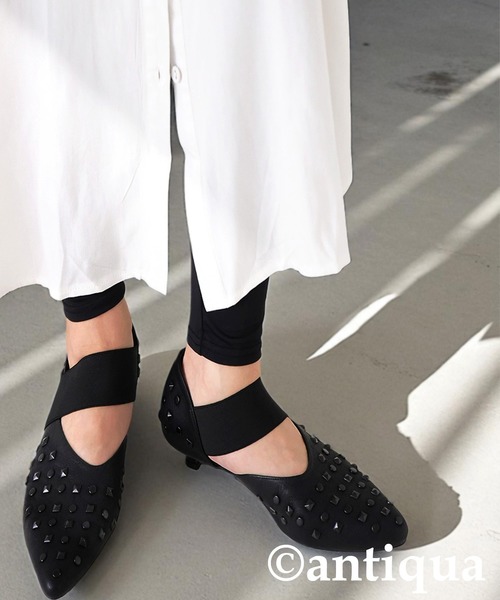 アッシュスタッズ使いパンプスサイズ36 antiqua パンプス スタッズパンプス : ZOZOTOWN Yahoo!店 - 通販