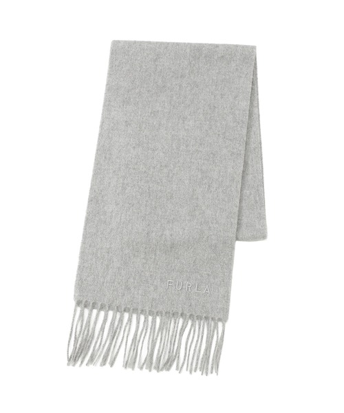 新品 未使用✨️ FURLA 洗えるカシミヤマフラー ストール フリンジ グレー 洗える】FURLA カシミヤ混ラメ入りラインストーンストールマフラー／幅