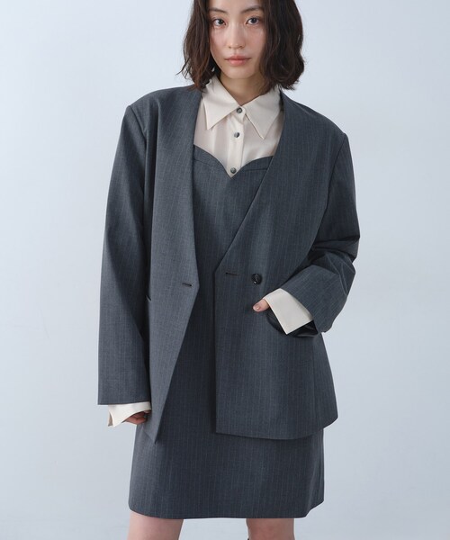 CODE A ジャケット ノーカラージャケット tailored mood over jacket