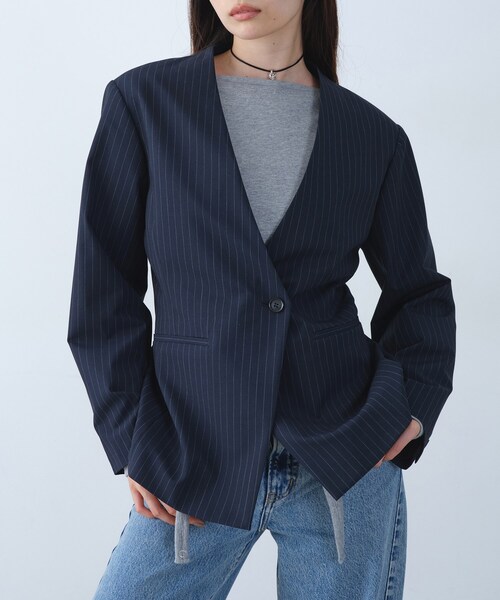 CODE A ジャケット ノーカラージャケット tailored mood over jacket CODE A ジャケット ノーカラージャケット tailored mood over jacket