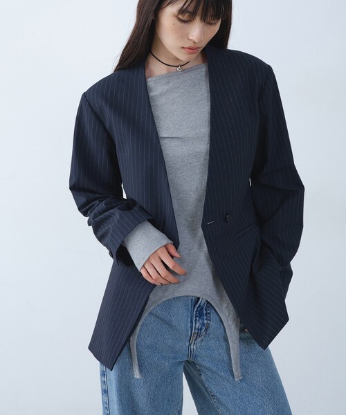 CODE A ジャケット ノーカラージャケット tailored mood over jacket
