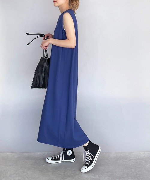 「PICCIN」 ノースリーブワンピース M ブルー レディース_画像8