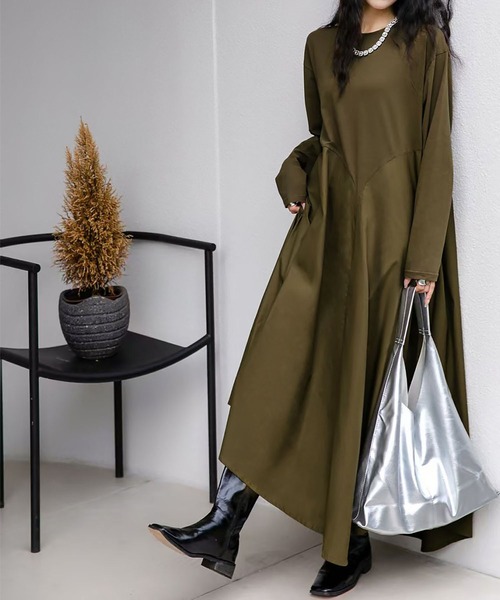 PLEATS PLEASE アシンメトリー　ロングワンピース　カーキ 楽天市場】【プリーツプリーズ イッセイミヤケ】PLEATS PLEASE ISSEY