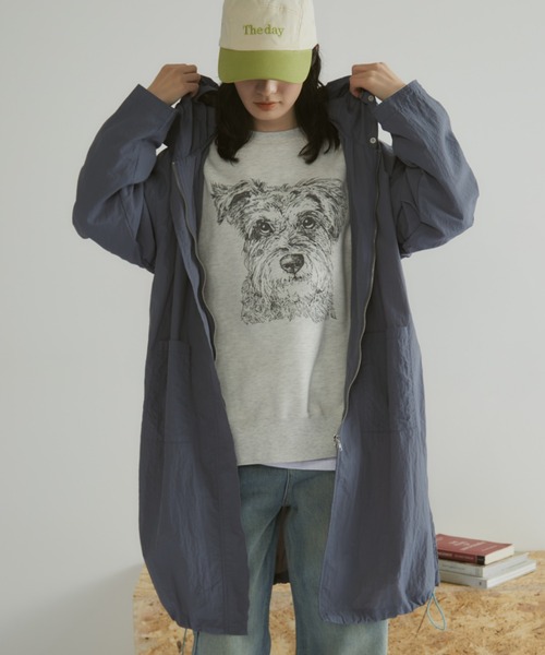 「MERLOT」 ジップアップブルゾン FREE グレイッシュブルー レディース_画像8