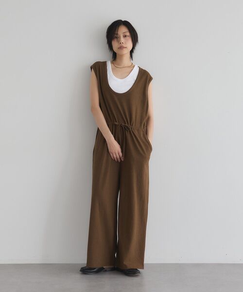 サロペット オーバーオール 「日本製」Uネックオールインワン