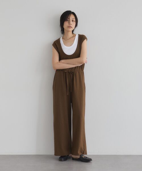 サロペット・オーバーオール・オールインワン ISSEY MIYAKE All-in-one wool brown M サロペット オーバーオール 「日本製」Uネックオールインワン